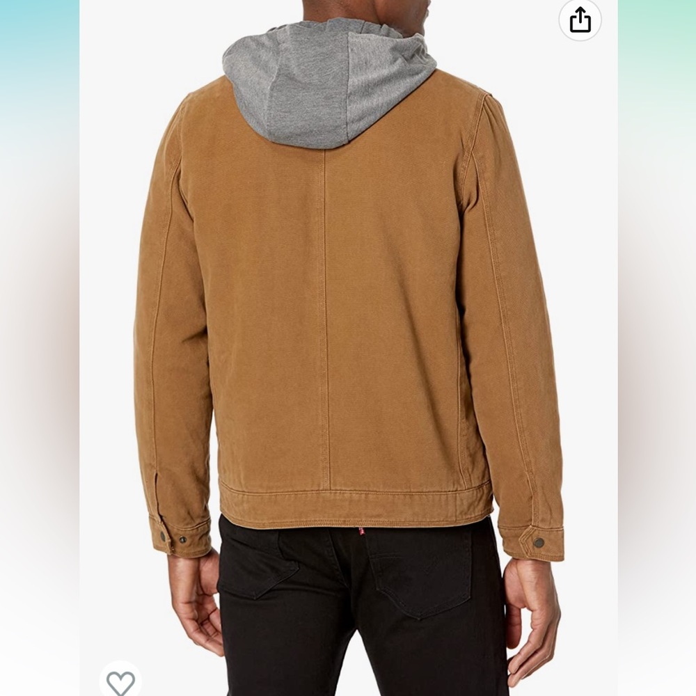 Levi’s Hooded Cotton Canvas Military Trucker Jacket Tan Work Outdoor Layered M - Picture 2 of 16